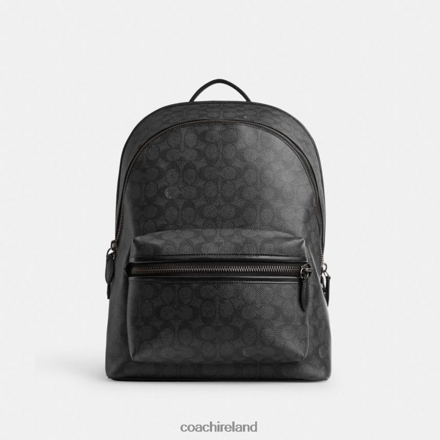 Coach Men CHARTER BACKPACK IN SIGNATURE CANVAS CHARCOAL 80N2R2676
