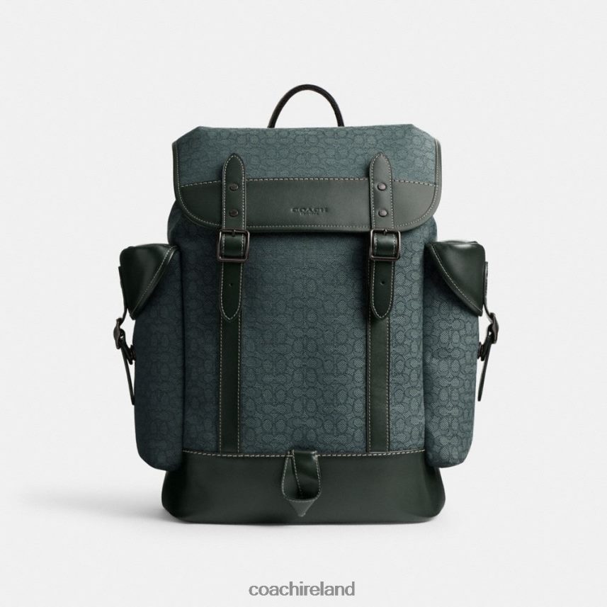 Coach Men HITCH BACKPACK IN MICRO SIGNATURE JACQUARD Amazon Green 80N2R2682