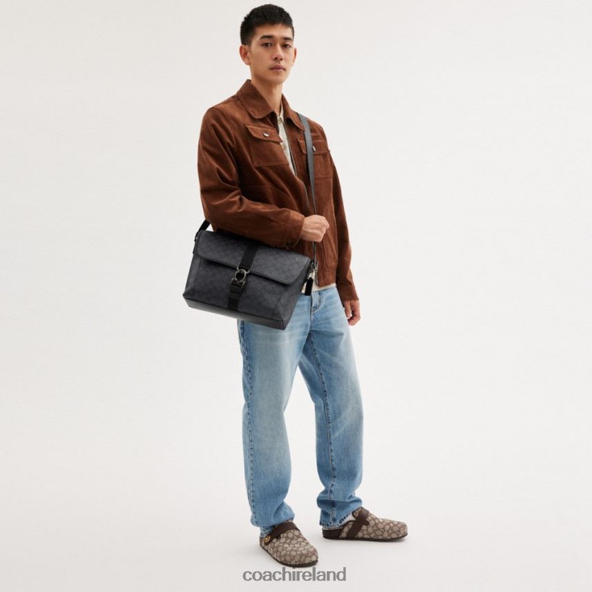 Coach Men BECK MESSENGER IN SIGNATURE CANVAS CHARCOAL 80N2R2654