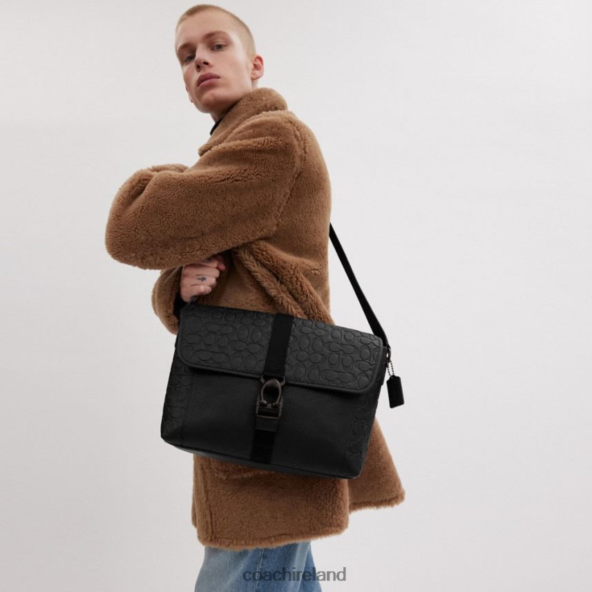 Coach Men BECK MESSENGER IN SIGNATURE LEATHER Black 80N2R2651
