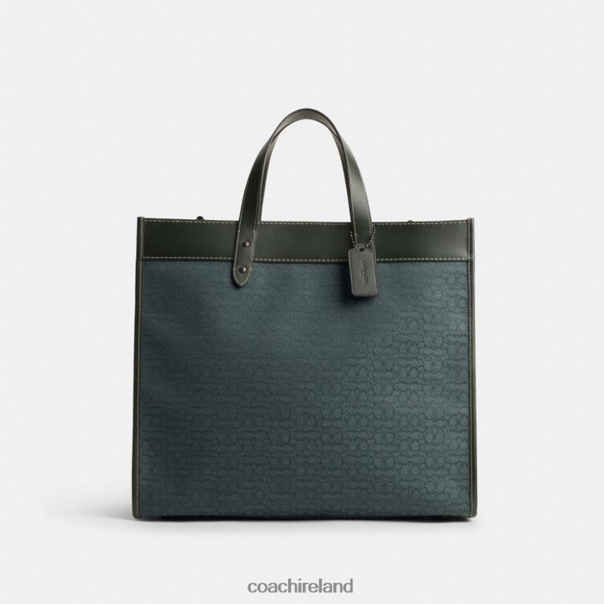 Coach Men FIELD TOTE 40 IN MICRO SIGNATURE JACQUARD Amazon Green 80N2R2635