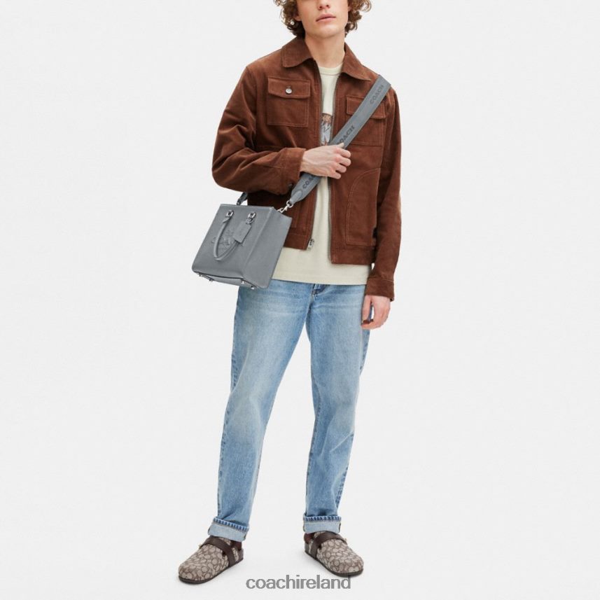 Coach Men TOTE WITH SIGNATURE CANVAS Grey Blue 80N2R2634