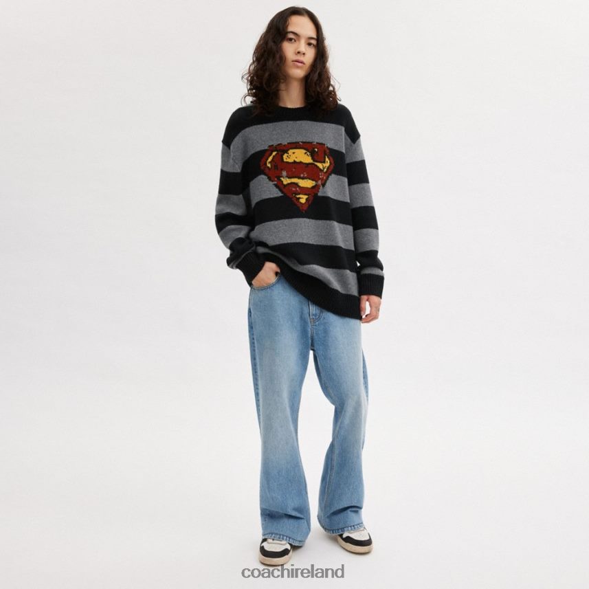 Coach Men COACH | DC SUPERMAN OVERSIZED SWEATER BLACK/GREY 80N2R2775