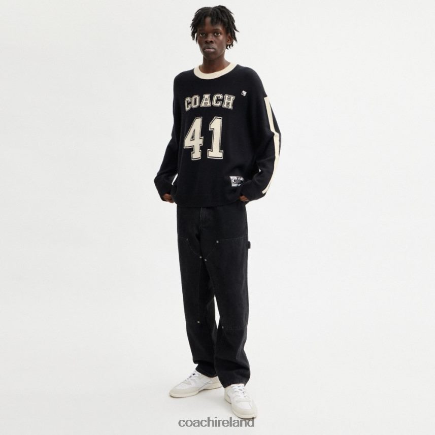 Coach Men VARSITY CASHMERE SWEATER Black Multi. 80N2R2781