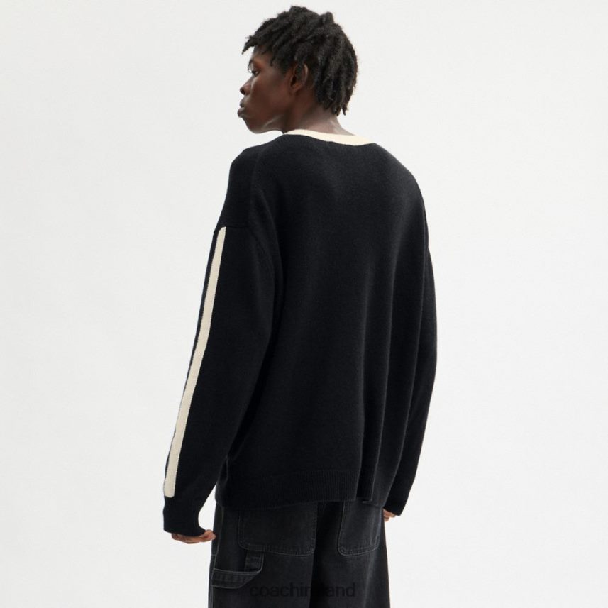 Coach Men VARSITY CASHMERE SWEATER Black Multi. 80N2R2781