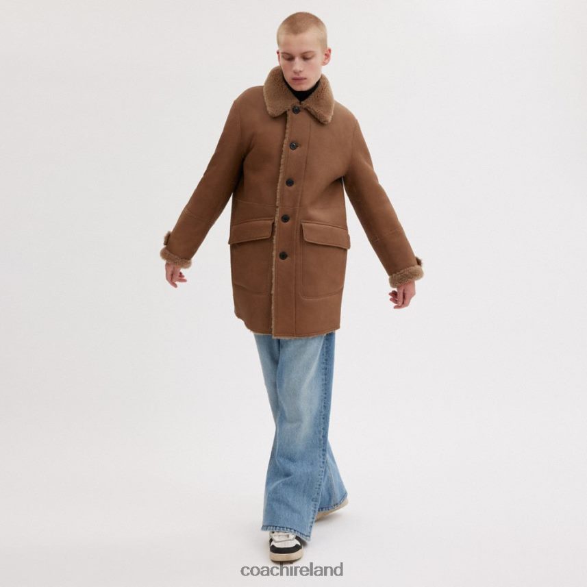 Coach Men REVERSIBLE SHEARLING COAT Biscuit 80N2R2757