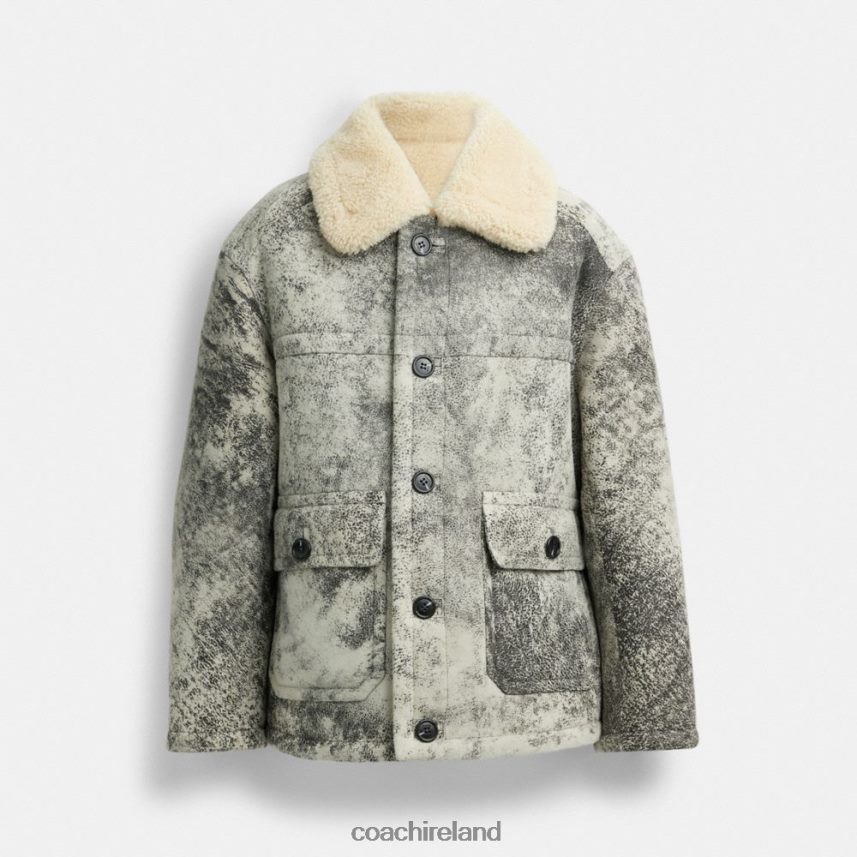 Coach Men SHEARLING COAT BLACK/GREY 80N2R2760