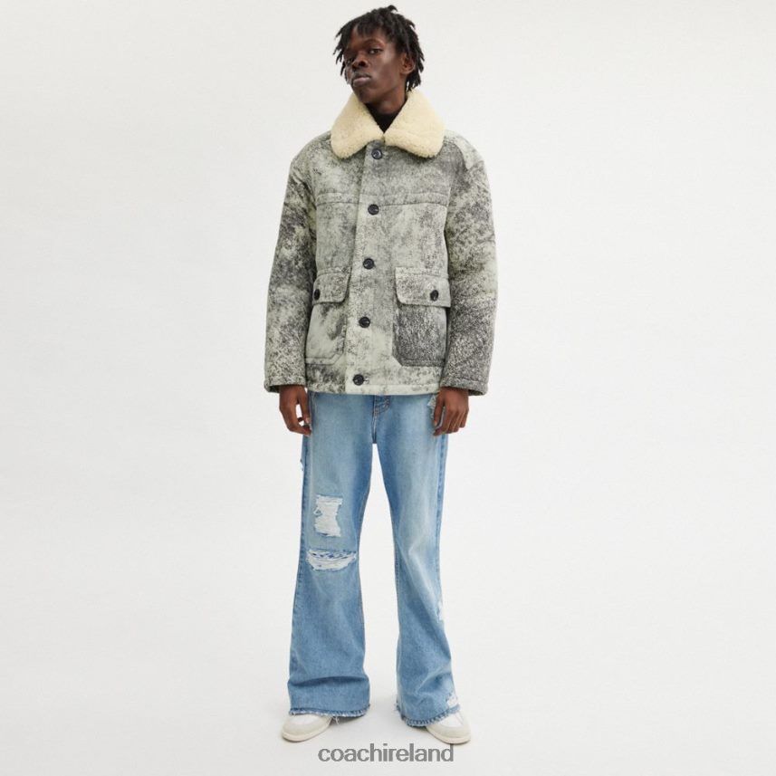 Coach Men SHEARLING COAT BLACK/GREY 80N2R2760