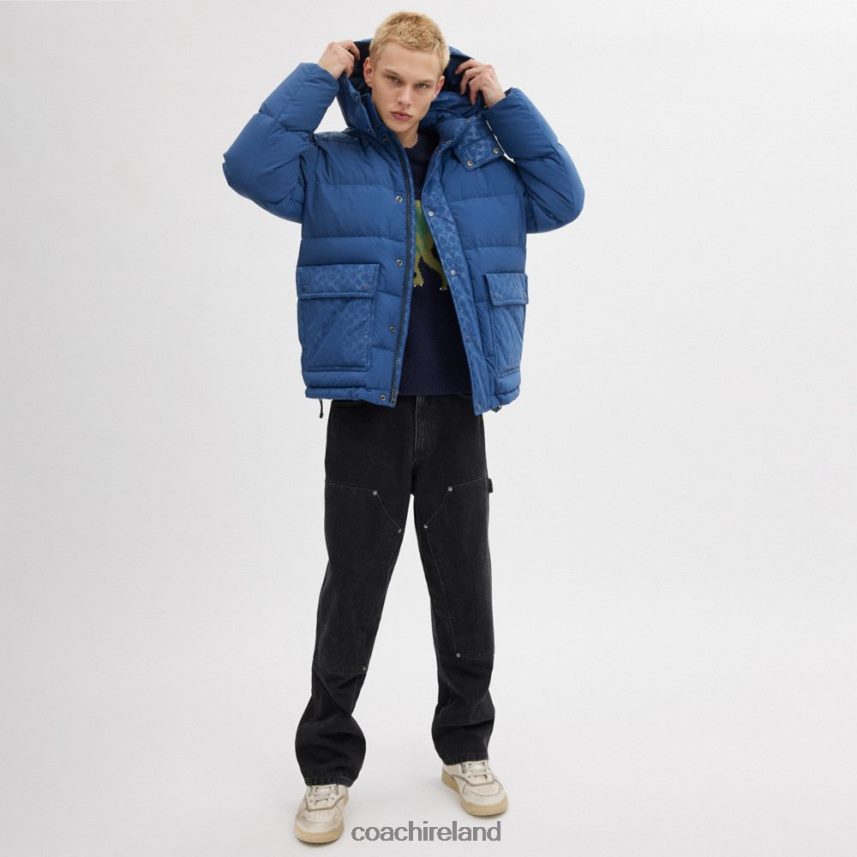 Coach Men SIGNATURE FRONT POCKET PUFFER JACKET Deep Blue 80N2R2756