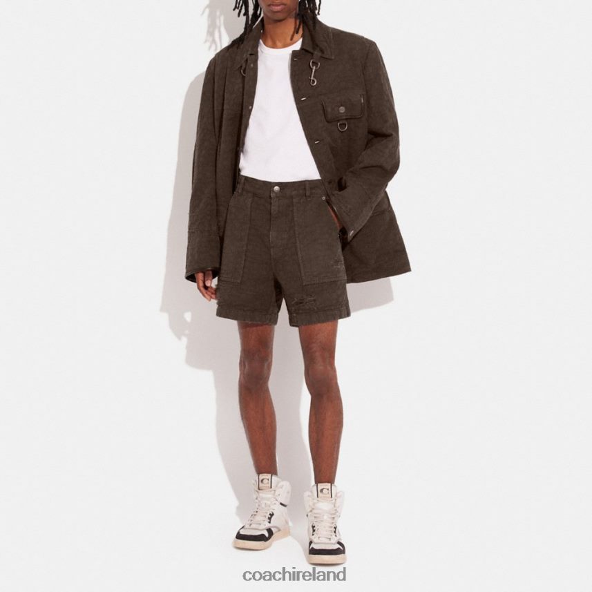 Coach Men DISTRESSED DENIM SHORTS Brown 80N2R2789