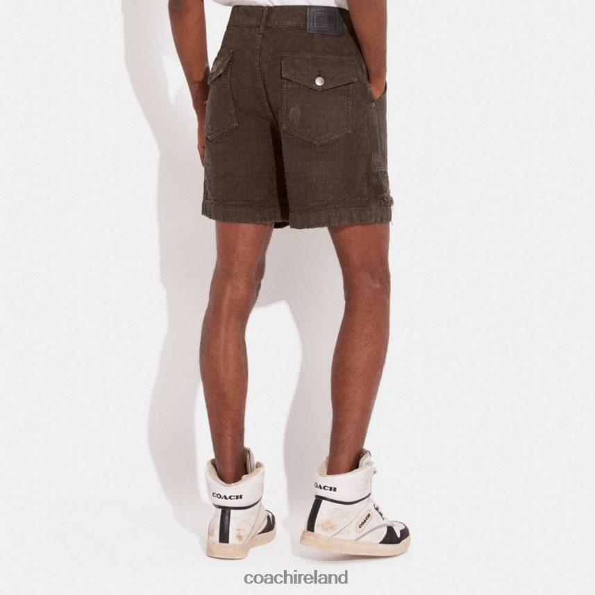 Coach Men DISTRESSED DENIM SHORTS Brown 80N2R2789