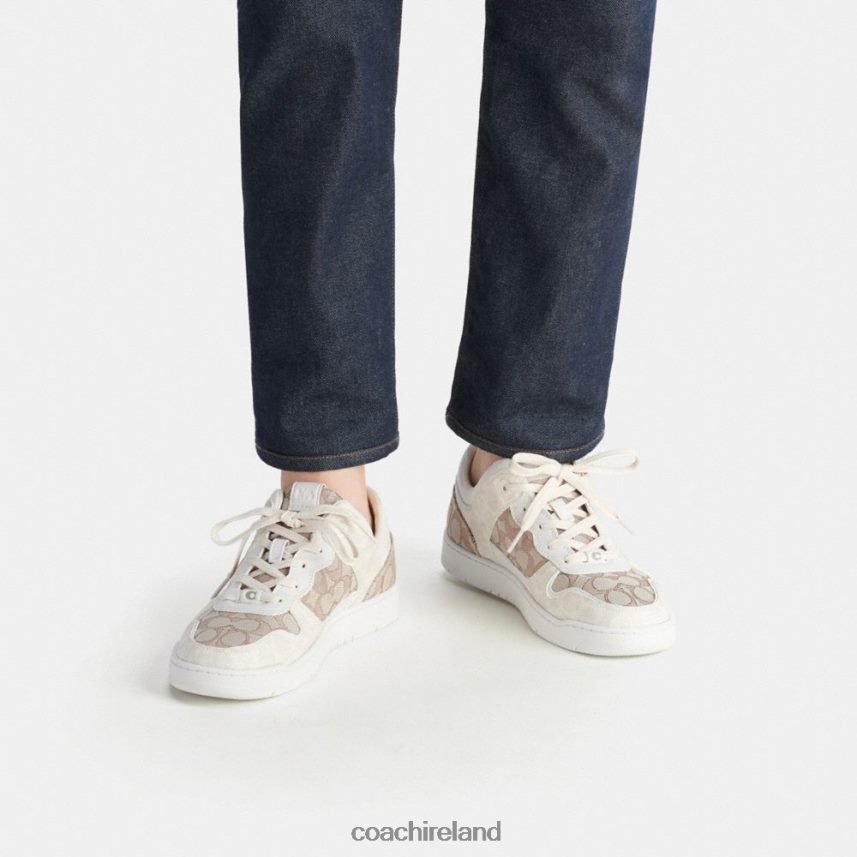 Coach Men C201 SNEAKER IN SIGNATURE JACQUARD Chalk/Stone 80N2R2744