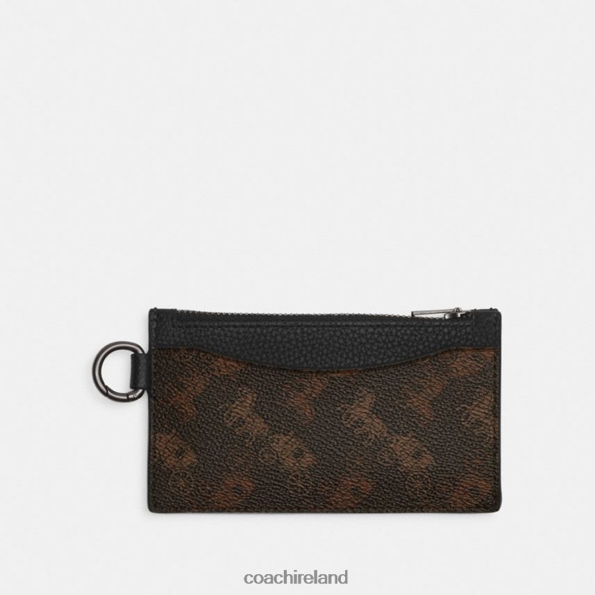 Coach Men ZIP CARD CASE WITH HORSE AND CARRIAGE PRINT Truffle/Black 80N2R2722