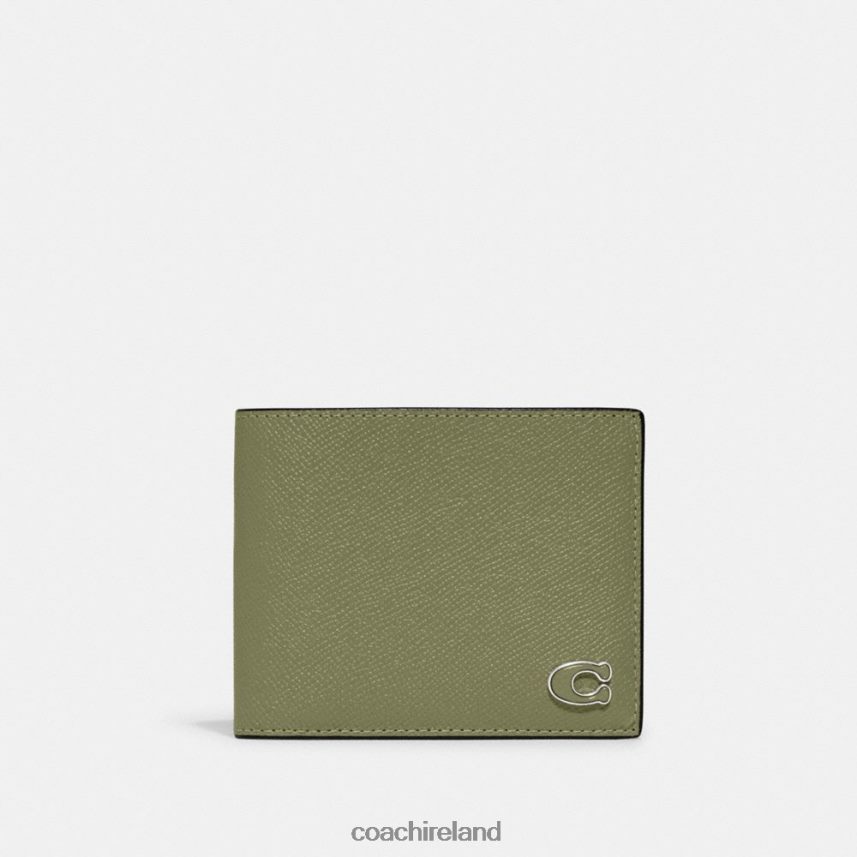 Coach Men 3-IN-1 WALLET WITH SIGNATURE CANVAS INTERIOR MOSS 80N2R2701