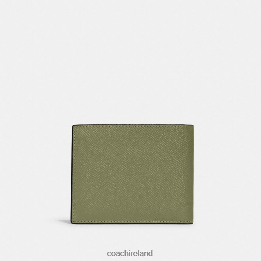 Coach Men 3-IN-1 WALLET WITH SIGNATURE CANVAS INTERIOR MOSS 80N2R2701