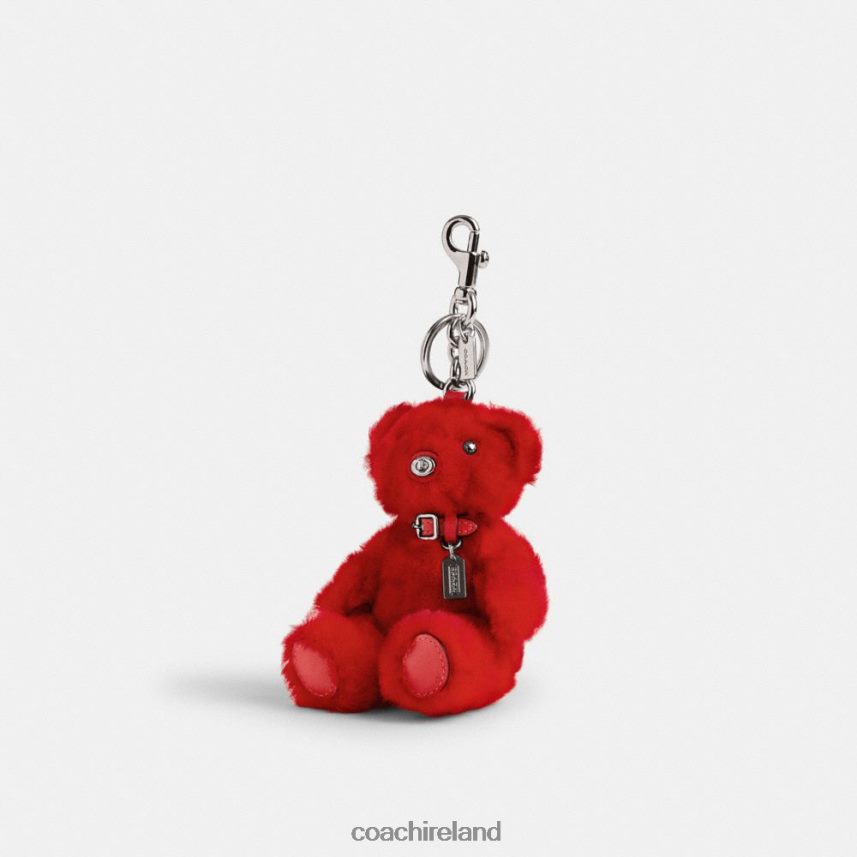 Coach Women BEAR BAG CHARM IN SIGNATURE SHEARLING LH/Sport Red Multi 80N2R2522