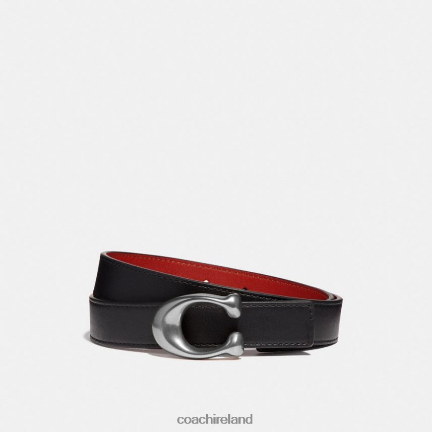 Coach Women C HARDWARE REVERSIBLE BELT, 25MM NI/Black 1941 Red 80N2R2612