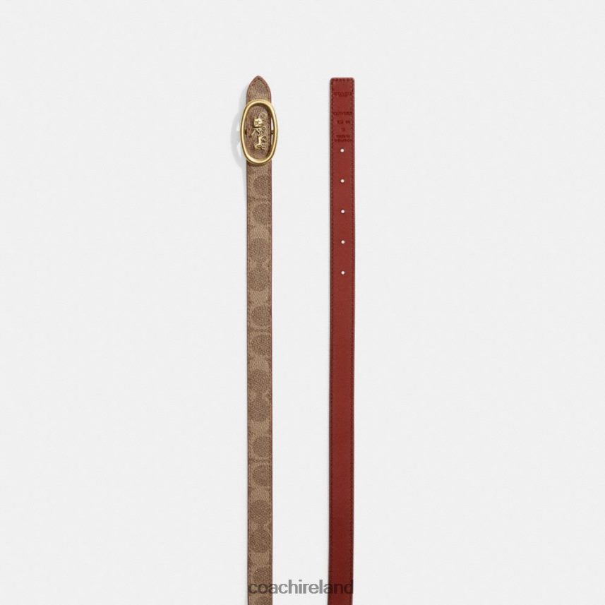 Coach Women HORSE AND CARRIAGE BUCKLE REVERSIBLE BELT, 20MM B4/Tan Sig C / Rust 80N2R2615
