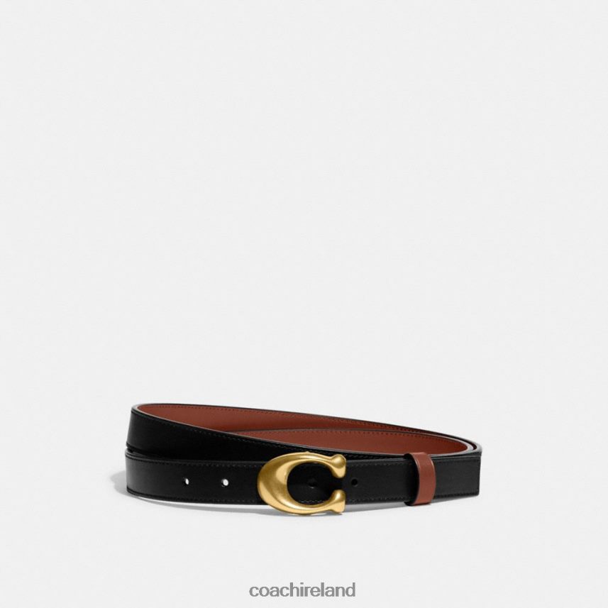 Coach Women SCULPTED C BUCKLE CUT-TO-SIZE REVERSIBLE BELT, 25MM B4/Black 1941 Saddle 80N2R2613