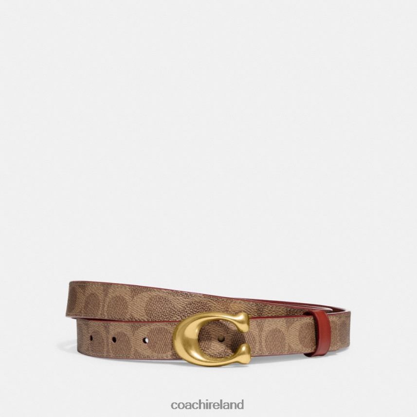 Coach Women SCULPTED C BUCKLE CUT-TO-SIZE REVERSIBLE BELT, 25MM B4/Tan Rust 80N2R2616