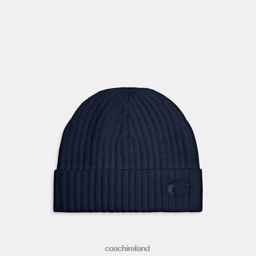 Coach Women CASHMERE BEANIE NAVY 80N2R2567
