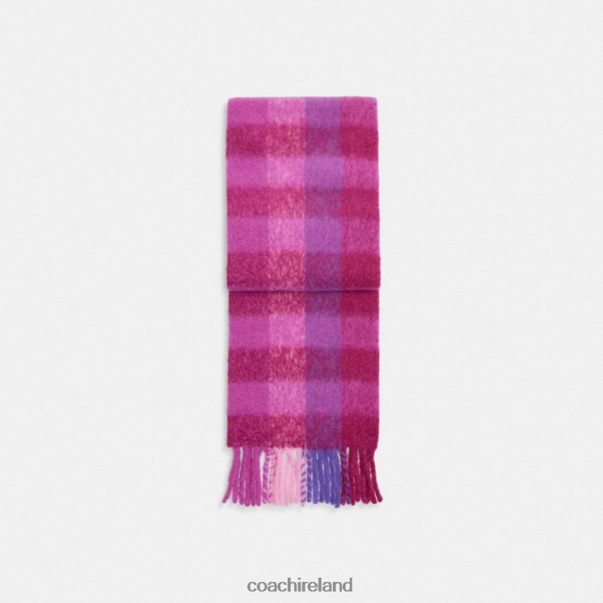 Coach Women PLAID OVERSIZED MUFFLER Purple 80N2R2570