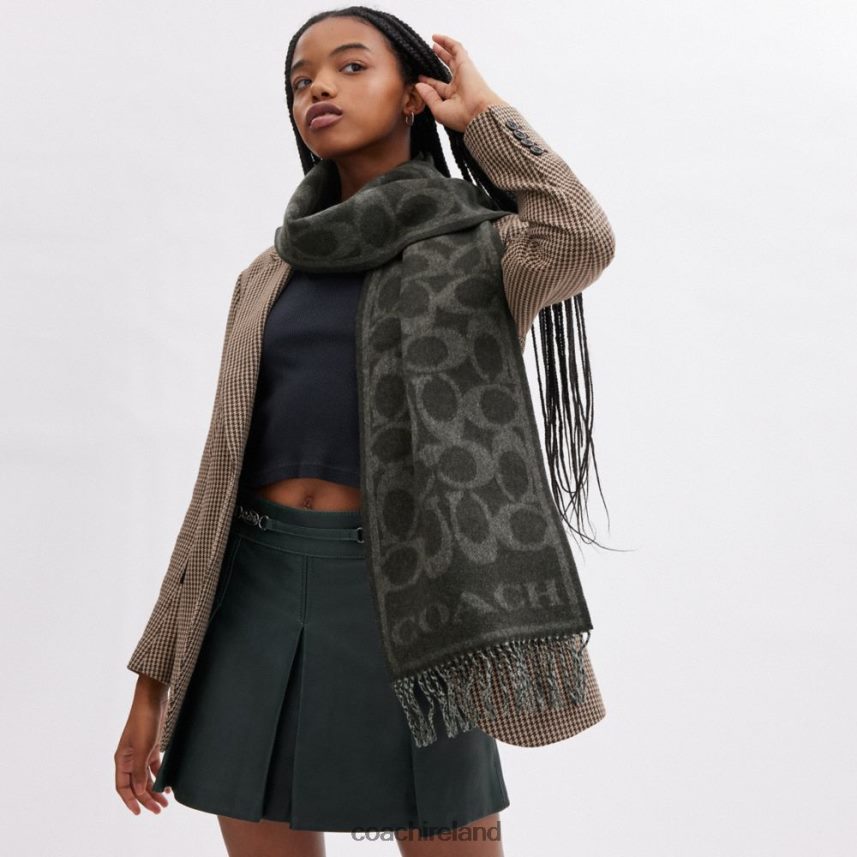 Coach Women REVERSIBLE SIGNATURE CASHMERE MUFFLER BLACK/BLACK 80N2R2554