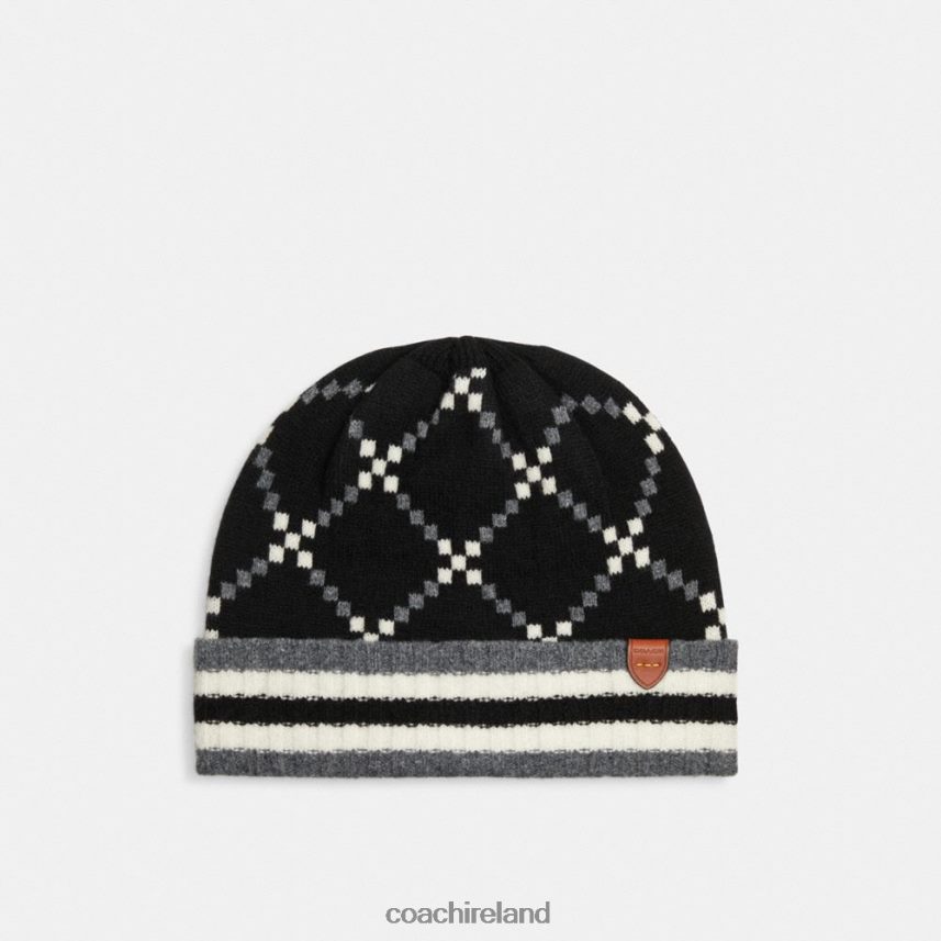 Coach Women SIGNATURE JACQUARD BEANIE Black 80N2R2547