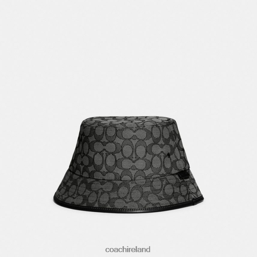 Coach Women SIGNATURE JACQUARD BUCKET HAT CHARCOAL 80N2R2605