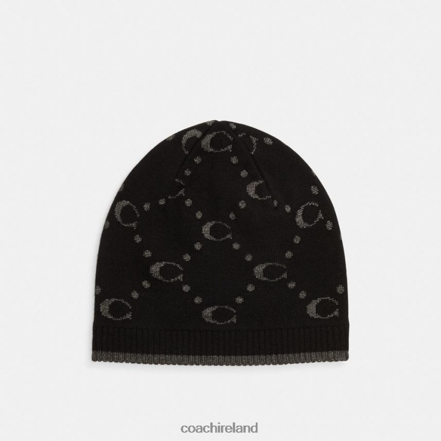 Coach Women SIGNATURE METALLIC KNIT BEANIE Black 80N2R2563