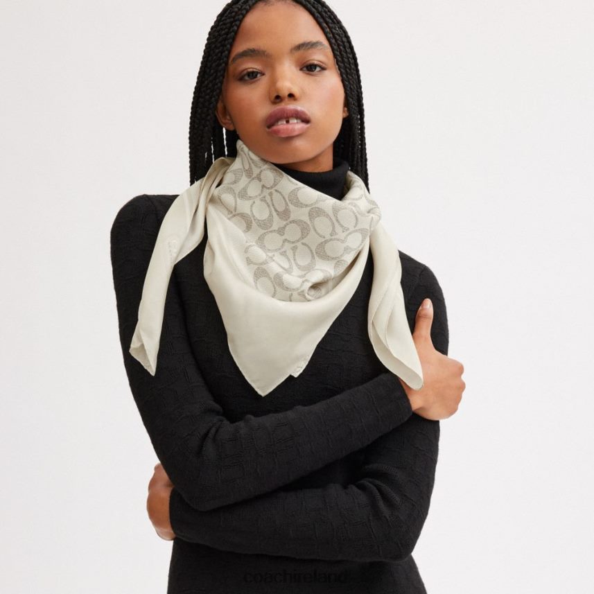 Coach Women VINTAGE SIGNATURE PRINT SILK SQUARE SCARF Steam 80N2R2585