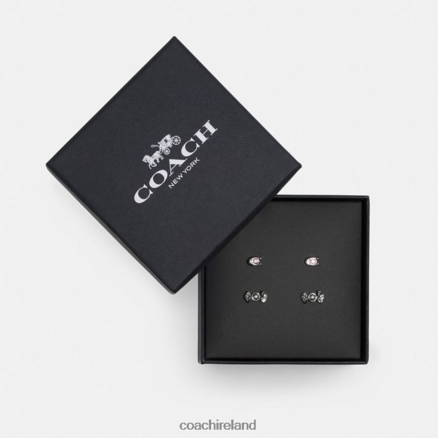 Coach Women CANDY AND BOW STUD EARRINGS SET Hematite Multi 80N2R2538