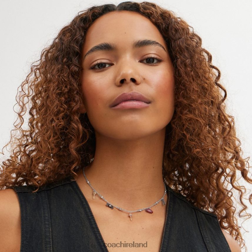 Coach Women MINI CANDY CHARM NECKLACE Silver/Multi 80N2R2534