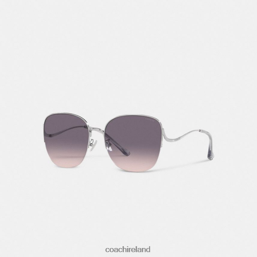 Coach Women METAL ROUNDED SUNGLASSES Grey Pink Gradient 80N2R2530