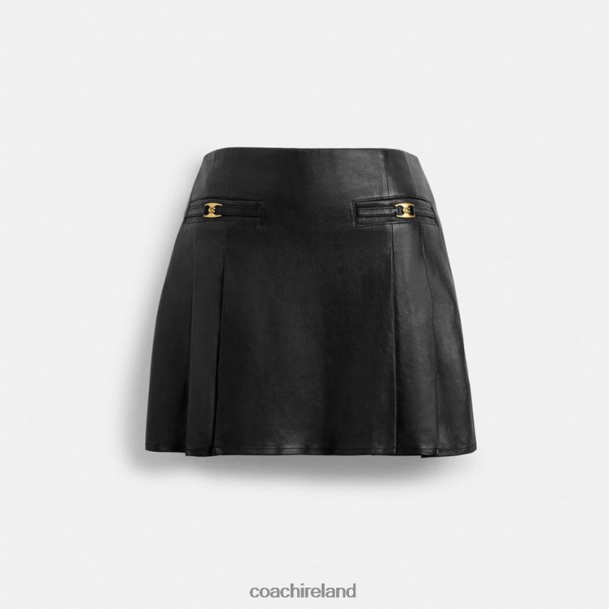 Coach Women LEATHER MINI SKIRT Black 80N2R2502
