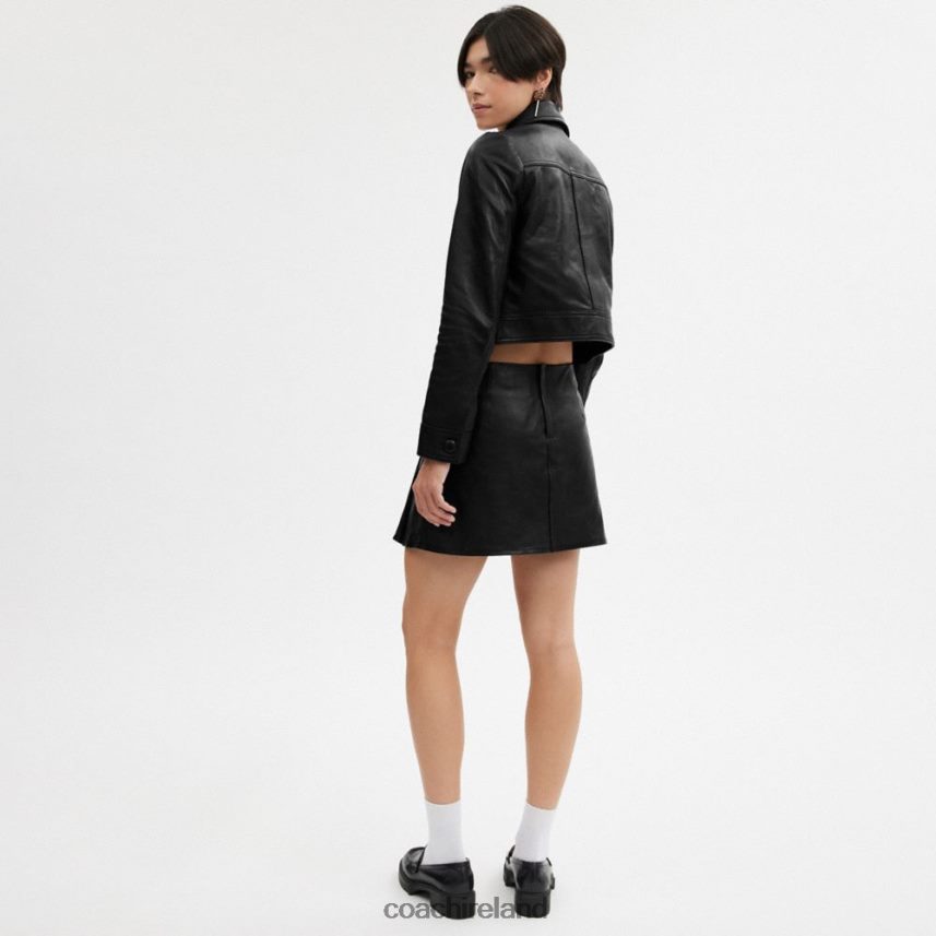 Coach Women LEATHER MINI SKIRT Black 80N2R2502