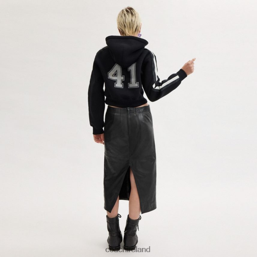 Coach Women LONG LEATHER SKIRT Black 80N2R2509