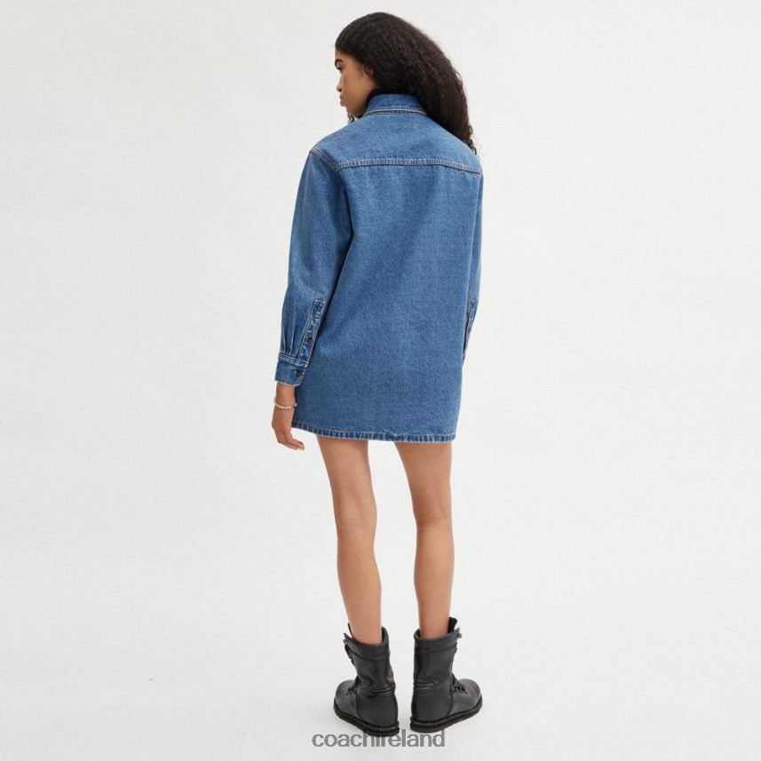 Coach Women DENIM SHIRT DRESS Indigo Blue 80N2R2521