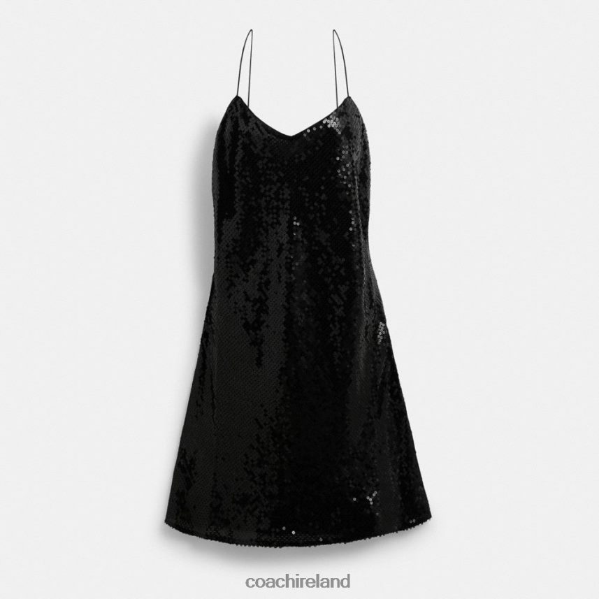 Coach Women SEQUIN SHORT CAMI DRESS Black 80N2R2515
