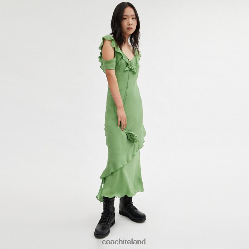 Coach Women V NECK BIAS DRESS Green 80N2R2518
