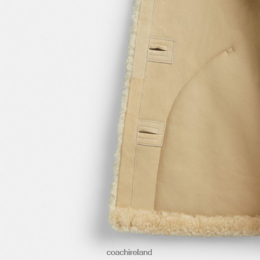 Coach Women ALL OVER COLORBLOCK SHEARLING COAT IVORY MULTI 80N2R2442