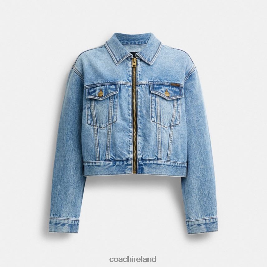 Coach Women DENIM CROPPED JACKET LIGHT BLUE 80N2R2445