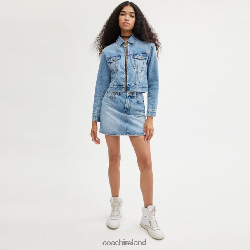 Coach Women DENIM CROPPED JACKET LIGHT BLUE 80N2R2445