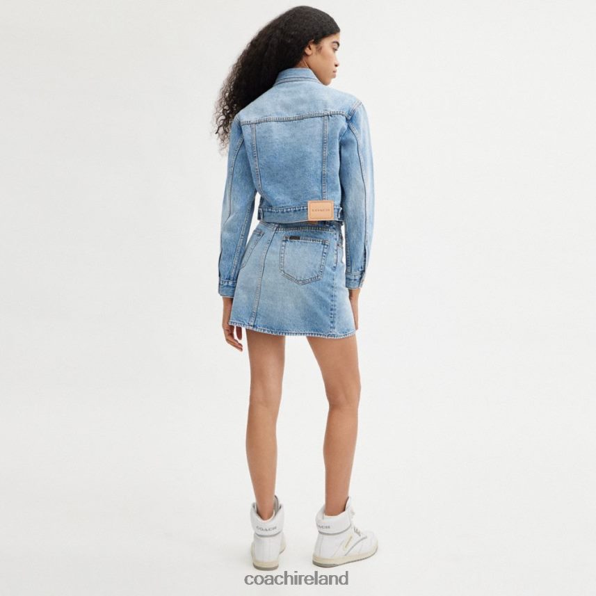 Coach Women DENIM CROPPED JACKET LIGHT BLUE 80N2R2445