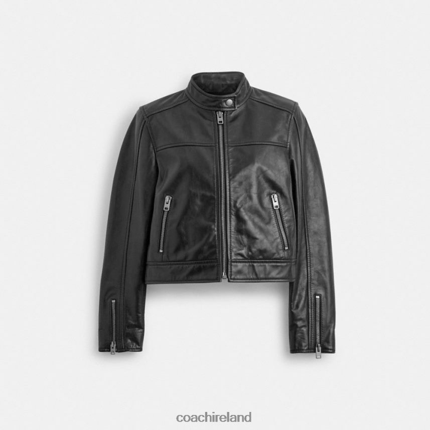 Coach Women LEATHER RACING JACKET Black 80N2R2436