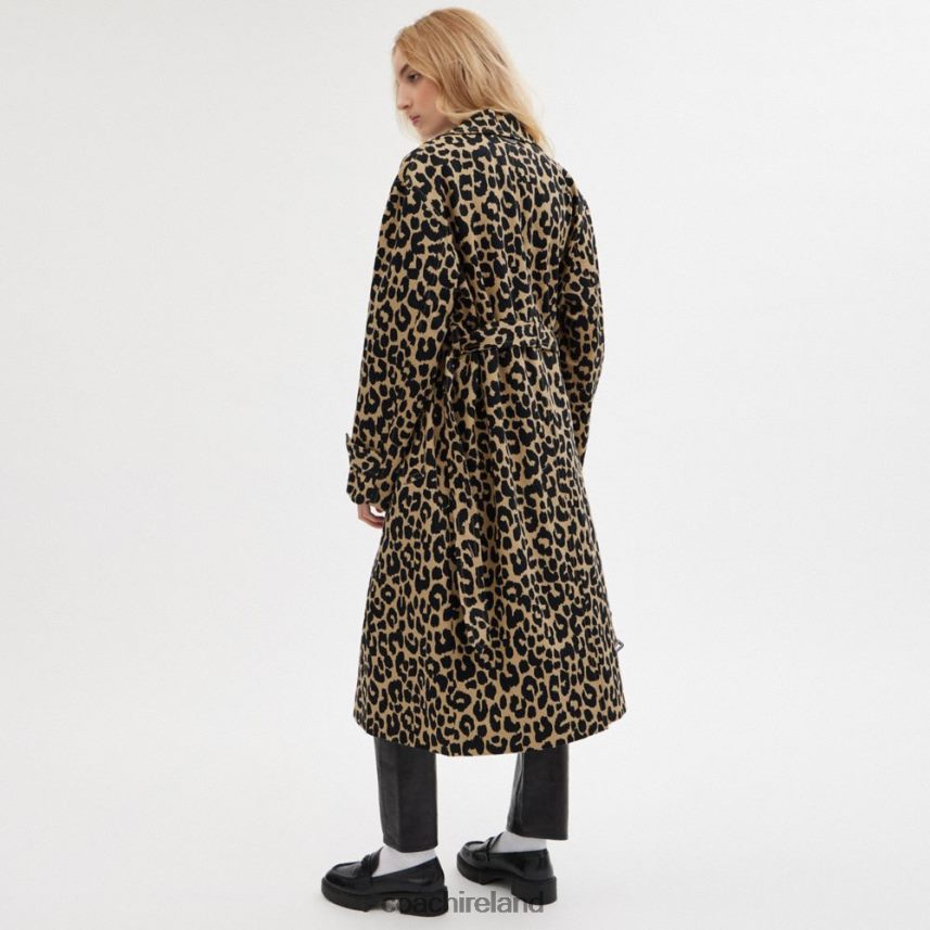 Coach Women LEOPARD OVERSIZED TRENCH COAT Leopard 80N2R2437