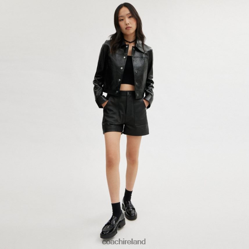 Coach Women PATENT LEATHER JACKET Black 80N2R2454