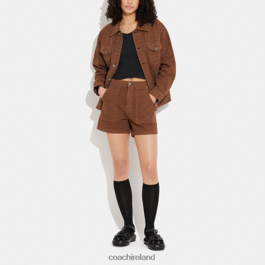 Coach Women SIGNATURE JACQUARD DENIM JACKET Brown Signature 80N2R2464