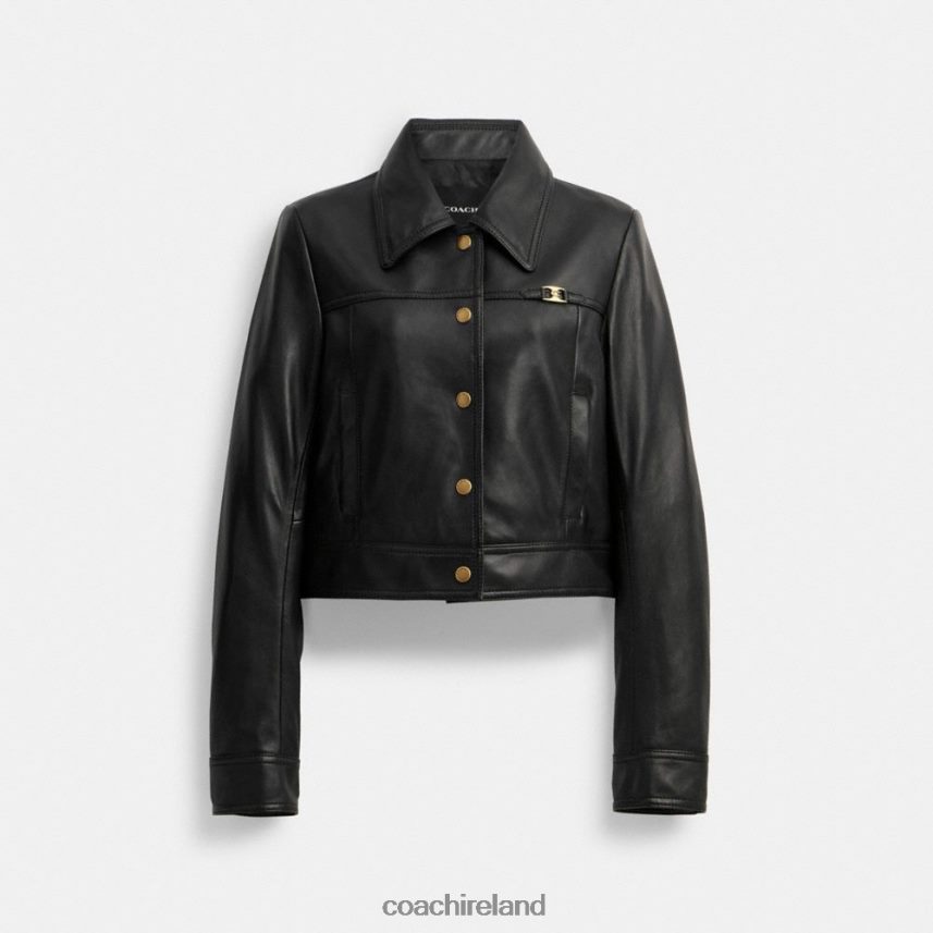 Coach Women SNAP FRONT SHRUNKEN JACKET Black 80N2R2446