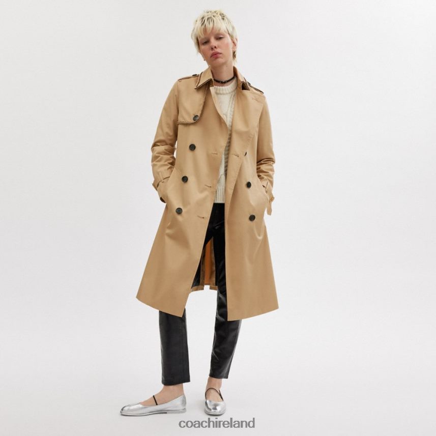 Coach Women TRENCH WITH BRAIDED DETAIL KHAKI 80N2R2459